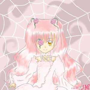 Rating: Safe Score: 0 Tags: 1girl bangs dress flower image juliet_sleeves kirakishou long_hair long_sleeves looking_at_viewer pink_dress pink_flower pink_hair pink_rose puffy_sleeves rose silk smile solo spider_web thorns vines yellow_eyes User: admin