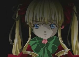 Rating: Safe Score: 0 Tags: 1girl bangs blonde_hair blue_eyes bow bowtie expressionless flower green_bow image long_hair looking_at_viewer pink_rose rose shinku sidelocks simple_background solo twintails User: admin