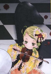 Rating: Safe Score: 0 Tags: 1girl argyle argyle_background blonde_hair board_game checkered checkered_background checkered_floor chess_piece drill_hair flower image instrument kanaria perspective rose solo tile_floor tiles violin User: admin