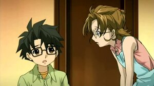 Rating: Safe Score: 0 Tags: 1boy 1girl auto_tagged black_hair brother_and_sister brown_hair glasses green_shirt human image indoors open_mouth pair sakurada_jun sakurada_nori screenshot shirt User: admin