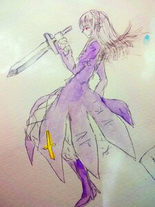 Rating: Safe Score: 0 Tags: 1girl boots dress full_body hairband high_heel_boots high_heels holding image knife long_hair long_sleeves purple_dress red_eyes solo standing suigintou weapon User: admin