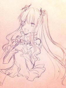 Rating: Safe Score: 0 Tags: 1girl flower frills hair_flower hair_ornament hand_on_own_chest hands_on_own_chest hatsune_miku image kirakishou lineart long_hair looking_at_viewer monochrome open_mouth pink_theme smile solo traditional_media upper_body User: admin