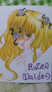 Rating: Safe Score: 0 Tags: 1girl blonde_hair eyepatch flower hair_flower hair_ornament image kirakishou long_hair rose solo tears traditional_media white_rose yellow_eyes User: admin