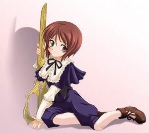 Rating: Safe Score: 0 Tags: 1girl brown_hair dress full_body green_eyes heterochromia image instrument long_sleeves looking_at_viewer red_eyes short_hair sitting solo souseiseki yokozuwari User: admin