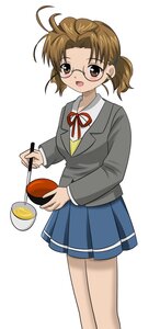 Rating: Safe Score: 0 Tags: 1girl antenna_hair blue_skirt blush brown_eyes brown_hair glasses human long_sleeves neck_ribbon open_mouth pleated_skirt ribbon sakurada_nori school_uniform skirt solo twintails User: admin
