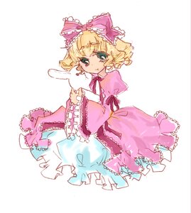 Rating: Safe Score: 0 Tags: 1girl :< :t blonde_hair blue_eyes bow dress frills hair_bow hina_ichigo hinaichigo image long_sleeves pink_bow pout ribbon short_hair solo striped User: admin