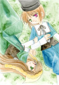 Rating: Safe Score: 0 Tags: 2girls blue_dress brown_hair dress green_dress green_eyes hat head_scarf heterochromia image long_hair long_sleeves looking_at_viewer multiple_girls pair red_eyes short_hair siblings sisters souseiseki suiseiseki top_hat twins very_long_hair watercolor_(medium) User: admin