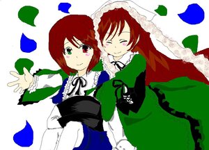 Rating: Safe Score: 0 Tags: 2girls auto_tagged brown_hair closed_eyes dress frills green_dress green_eyes hat headwear_removed heterochromia image long_hair long_sleeves multiple_girls pair petals red_eyes short_hair siblings sisters smile souseiseki suiseiseki twins User: admin