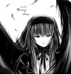 Rating: Safe Score: 0 Tags: 1girl bird black_feathers black_wings character_name dove dress feathers greyscale hairband image lolita_hairband long_hair looking_at_viewer monochrome red_eyes ribbon seagull simple_background solo suigintou upper_body white_background wings User: admin