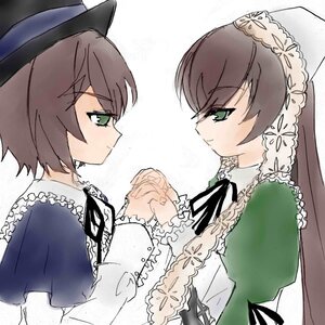 Rating: Safe Score: 0 Tags: 2girls blush brown_hair dress frills green_eyes hat holding_hands image interlocked_fingers lolita_fashion long_hair long_sleeves looking_at_another multiple_girls pair profile ribbon short_hair siblings sisters smile souseiseki suiseiseki twins User: admin