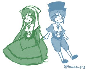 Rating: Safe Score: 0 Tags: 2girls :3 animal_ears closed_mouth dress eyebrows_visible_through_hair hat hood image long_hair looking_at_viewer monochrome multiple_girls neck_ribbon pair short_hair smile souseiseki striped suiseiseki wolf_ears wolf_tail User: admin