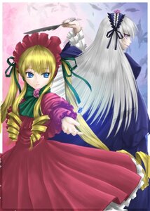 Rating: Safe Score: 0 Tags: 2girls blonde_hair blue_eyes bonnet bow dress drill_hair flower frills image long_hair long_sleeves looking_at_viewer looking_back multiple_girls pair red_dress rose shinku silver_hair suigintou very_long_hair User: admin