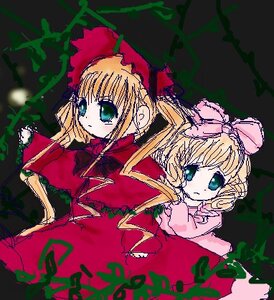 Rating: Safe Score: 0 Tags: 2girls blonde_hair blush bow cup dress hina_ichigo hinaichigo image long_sleeves looking_at_viewer multiple_girls pair pink_bow red_dress shinku sitting User: admin