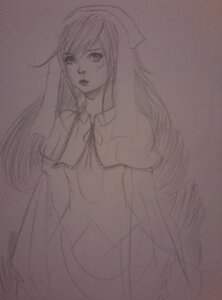 Rating: Safe Score: 0 Tags: 1girl dress image lips long_hair monochrome sketch solo suiseiseki traditional_media very_long_hair User: admin