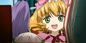 Rating: Safe Score: 0 Tags: 2girls :d blonde_hair bow drill_hair green_eyes hina_ichigo hinaichigo image multiple_girls open_mouth pink_bow pink_neckwear short_hair smile solo User: admin