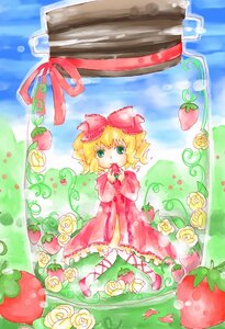 Rating: Safe Score: 0 Tags: 1girl apple auto_tagged blonde_hair bow dress flower food fruit green_eyes hair_bow hina_ichigo hinaichigo image object_namesake pink_bow pink_dress rose short_hair solo strawberry User: admin