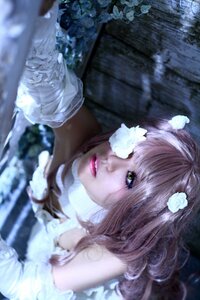 Rating: Safe Score: 0 Tags: 1girl blurry blurry_foreground depth_of_field eyelashes flower green_eyes hair_flower hair_ornament kirakishou lips looking_at_viewer lying photo solo white_flower User: admin