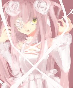 Rating: Safe Score: 0 Tags: 1girl dress eyepatch flower hair_flower hair_ornament hair_ribbon image kaname_madoka kirakishou long_hair pink_hair ribbon rose smile solo ultimate_madoka white_flower white_rose yellow_eyes User: admin