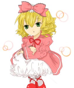 Rating: Safe Score: 0 Tags: 1girl :o blonde_hair bow color_guide dress frills full_body green_eyes hair_bow hina_ichigo hinaichigo image long_sleeves looking_at_viewer pantyhose pink_bow pink_dress red_footwear shoes short_hair solo striped User: admin
