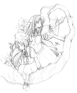 Rating: Safe Score: 0 Tags: 2girls artist_request capelet dress greyscale hat head_scarf heterochromia image long_hair long_sleeves lowres monochrome multiple_girls pair rozen_maiden siblings sisters sitting sketch souseiseki suiseiseki twins User: admin