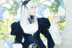Rating: Safe Score: 0 Tags: 1girl black_dress blurry blurry_background blurry_foreground depth_of_field dress flower frills hairband long_hair long_sleeves puffy_sleeves ribbon solo suigintou upper_body white_hair User: admin