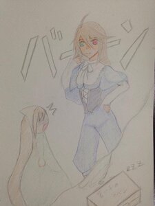 Rating: Safe Score: 0 Tags: 1girl blue_eyes dress hand_on_hip heterochromia image long_hair solo souseiseki traditional_media User: admin