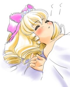 Rating: Safe Score: 0 Tags: 1girl blonde_hair blush bow closed_eyes drill_hair hair_bow hina_ichigo hinaichigo image long_hair lying pillow simple_background sleeping solo white_background User: admin