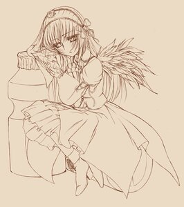 Rating: Safe Score: 0 Tags: 1girl bangs blush boots dress frills full_body hairband high_heel_boots image lactic_acid_bacteria long_hair long_sleeves looking_at_viewer monochrome rose rozen_maiden simple_background solo suigintou takanashi wings yakult User: admin