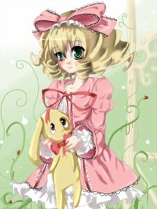 Rating: Safe Score: 0 Tags: 1girl blonde_hair blurry blush bow depth_of_field dress frills green_eyes hina_ichigo hinaichigo image long_sleeves looking_at_viewer pink_bow pink_dress puffy_sleeves ribbon short_hair smile solo User: admin