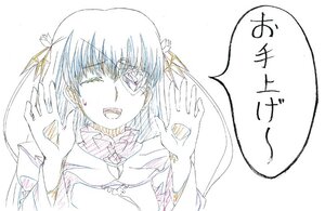 Rating: Safe Score: 0 Tags: 1girl barasuishou hair_ornament hair_ribbon hands image long_hair monochrome open_mouth ribbon solo striped upper_body vertical_stripes User: admin