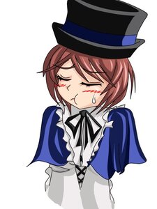 Rating: Safe Score: 0 Tags: 1girl blue_dress brown_hair closed_eyes dress hat image long_sleeves pout short_hair simple_background solo souseiseki striped top_hat vertical_stripes white_background User: admin