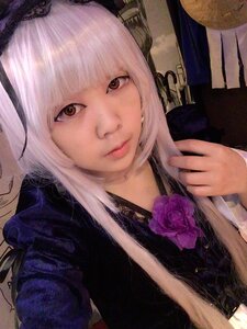 Rating: Safe Score: 0 Tags: 1girl bangs brown_eyes closed_mouth flower lips long_hair looking_at_viewer ribbon rose solo suigintou traditional_media upper_body white_hair User: admin