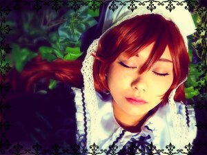Rating: Safe Score: 0 Tags: 1girl closed_eyes closed_mouth dress eyelashes head_scarf lace lips long_hair plant solo suiseiseki veil User: admin
