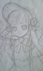 Rating: Safe Score: 0 Tags: 1girl image long_hair long_sleeves looking_at_viewer monochrome shinku simple_background sketch solo white_background User: admin