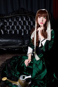 Rating: Safe Score: 0 Tags: 1girl bangs blue_eyes blunt_bangs brown_hair dress finger_to_mouth heterochromia lips lipstick long_hair makeup nail_polish sitting solo suiseiseki User: admin