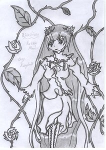 Rating: Safe Score: 0 Tags: 1girl bare_shoulders dress flower greyscale hair_ornament image kirakishou long_hair long_sleeves monochrome plant rose solo thorns very_long_hair vines User: admin