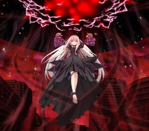 Rating: Safe Score: 0 Tags: 1girl bangs barefoot black_dress blue_eyes breasts dress eyebrows_visible_through_hair floating_hair full_body hair_between_eyes image long_hair looking_at_viewer sky solo suigintou very_long_hair User: admin