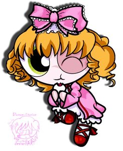 Rating: Safe Score: 0 Tags: blonde_hair bow chibi dress eating hina_ichigo hinaichigo image pink_bow pink_dress short_hair solo User: admin