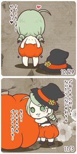 Rating: Safe Score: 0 Tags: 1girl ahoge braid comic green_eyes green_hair hat heart image kanaria solo witch_hat User: admin
