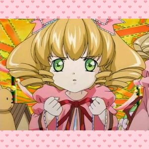 Rating: Safe Score: 0 Tags: 1girl blonde_hair bow dress drill_hair food green_eyes heart heart_background heart_censor heart_print hina_ichigo hinaichigo image pink_bow pink_dress solo spoken_heart strawberry strawberry_print stuffed_animal table twin_drills User: admin
