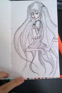 Rating: Safe Score: 0 Tags: 1girl barefoot dress eyepatch image kirakishou long_hair photo red_eyes solo traditional_media twintails very_long_hair white_hair User: admin