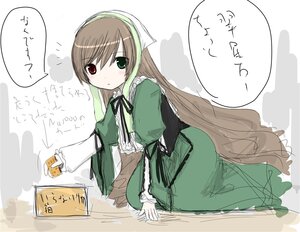 Rating: Safe Score: 0 Tags: 1girl blush brown_hair dress frills green_dress green_eyes hairband heterochromia image long_hair long_sleeves looking_at_viewer red_eyes ribbon sitting solo speech_bubble suiseiseki very_long_hair User: admin