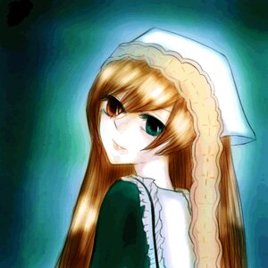 Rating: Safe Score: 0 Tags: 1girl :d brown_hair dress frills green_dress green_eyes head_scarf heterochromia image long_hair long_sleeves looking_at_viewer looking_back open_mouth red_eyes smile solo suiseiseki upper_body User: admin