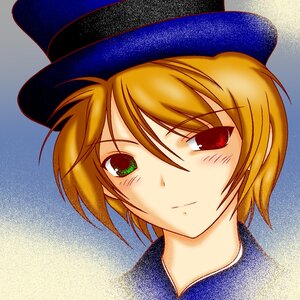 Rating: Safe Score: 0 Tags: 1girl bangs black_headwear blonde_hair blue_headwear closed_mouth eyebrows_visible_through_hair green_eyes hat image looking_at_viewer portrait red_eyes short_hair smile solo souseiseki User: admin