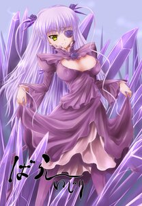 Rating: Safe Score: 0 Tags: 1girl barasuishou breasts cleavage dress eyepatch flower frills hair_ribbon image large_breasts long_hair long_sleeves ribbon rose smile solo very_long_hair yellow_eyes User: admin