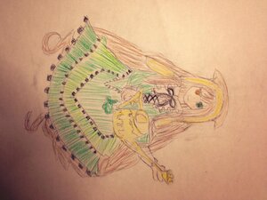 Rating: Safe Score: 0 Tags: 1girl brown_background dress full_body green_dress green_eyes image long_hair long_sleeves looking_at_viewer ribbon simple_background smile solo standing suiseiseki traditional_media very_long_hair User: admin