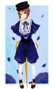 Rating: Safe Score: 0 Tags: 1girl bow brown_hair flower frills full_body green_eyes hat heterochromia image long_sleeves looking_at_viewer pantyhose petals red_eyes rose solo souseiseki standing top_hat white_legwear User: admin