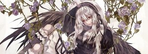 Rating: Safe Score: 0 Tags: 1girl black_rose dress flower gothic_lolita hairband image lolita_fashion long_hair pink_flower pink_rose purple_flower purple_rose red_eyes rose silver_hair solo suigintou thorns vines white_flower white_rose wings User: admin
