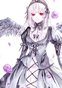 Rating: Safe Score: 0 Tags: 1girl black_rose dress flower frills hairband image long_hair long_sleeves looking_at_viewer petals pink_flower pink_rose purple_flower purple_rose red_eyes ribbon rose solo suigintou traditional_media wings User: admin