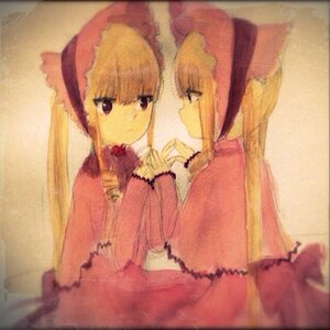 Rating: Safe Score: 0 Tags: 2girls blonde_hair bonnet bow dress frills image kiss long_hair multiple_girls profile shinku siblings sisters solo User: admin